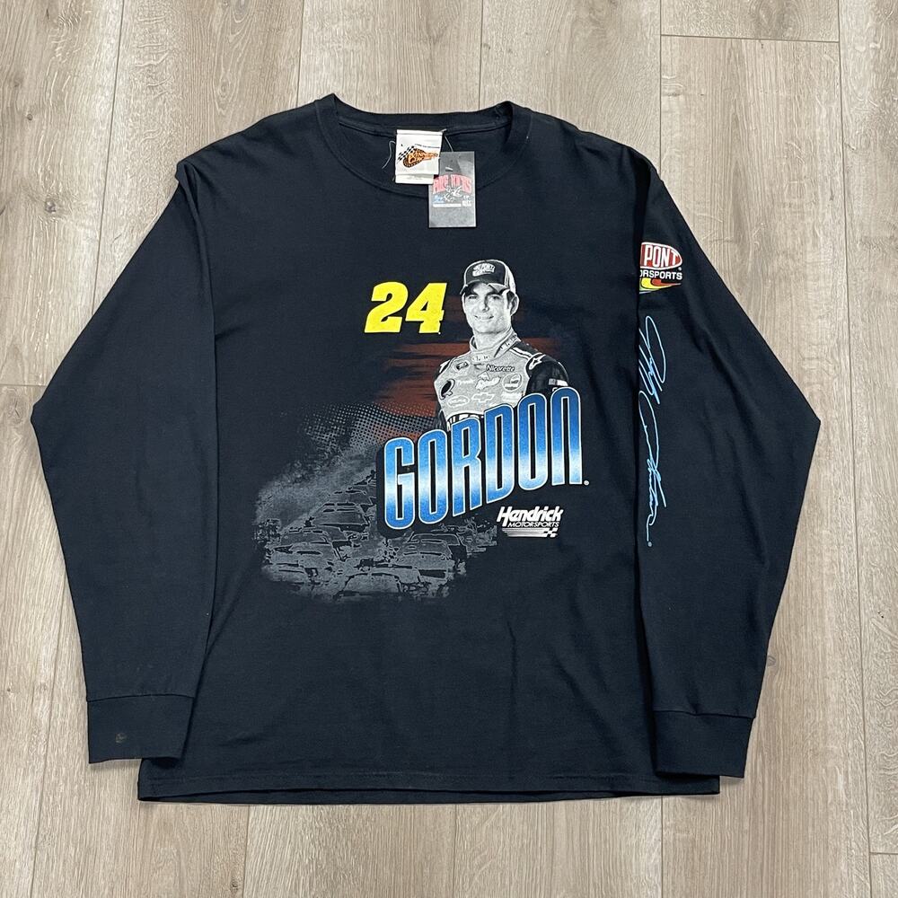 Vintage NASCAR Jeff Gordon Long Sleeve Shirt Size Large L Black SF
